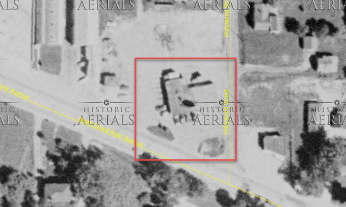 Hollywood Drive-In (Tonys Lounge) - 1955 Aerial (newer photo)